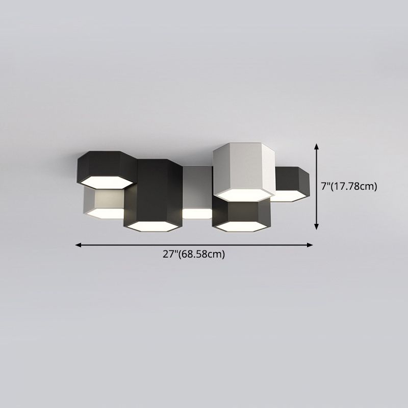 Montaggio a incasso a LED geometrico in acrilico nella moderna semplicità della plafoniera in ferro battuto in bianco e nero