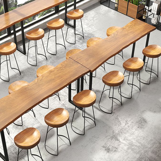 Industrial Bar Dining Table Solid Wood Bar Dining Table with Sled Base