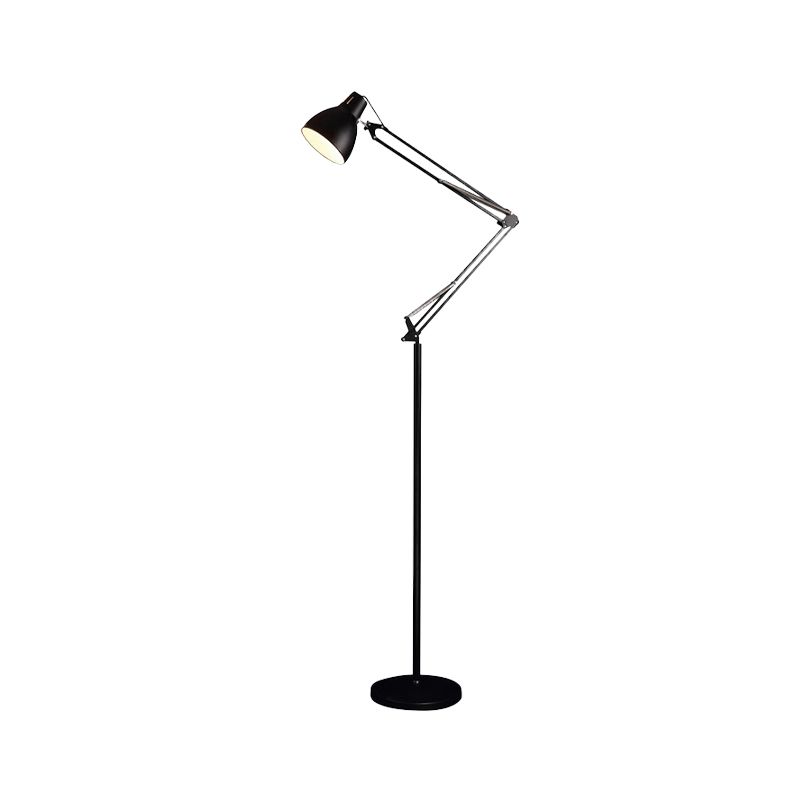 1 Head Living Room Floor Lamp with Dome Metallic Shade Black/Silver Finish Standing Floor Lamp