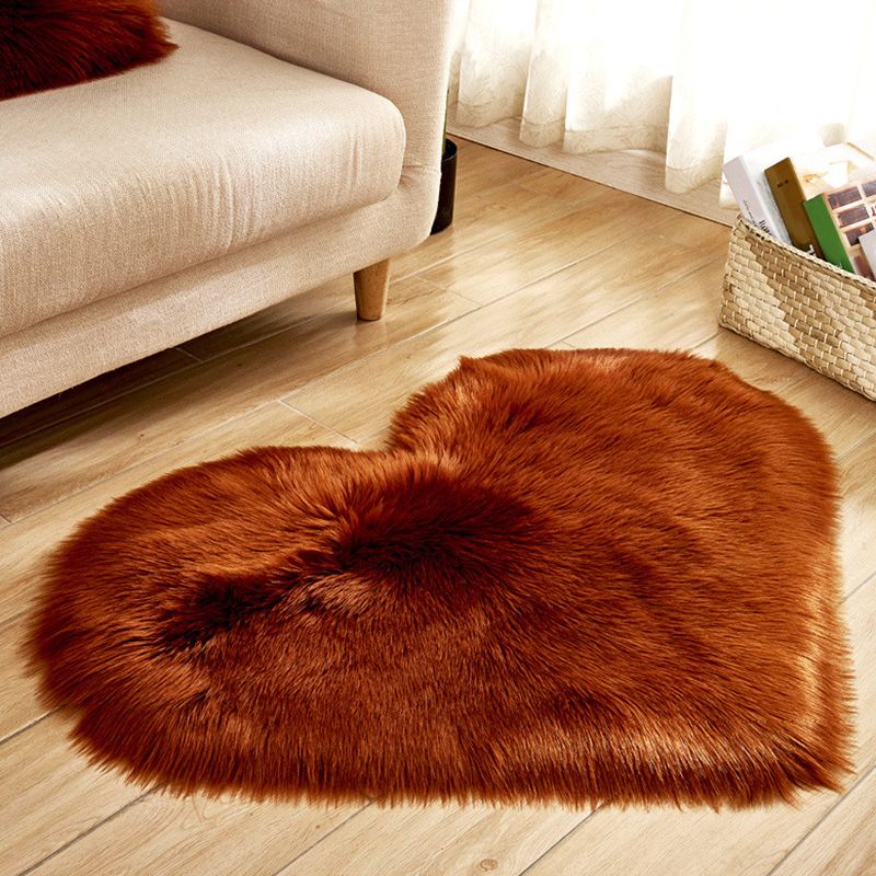 Heart Shape Solid Color Rug Multi-Color Simple Area Carpet Fluffy Anti-Slip Backing Pet Friendly Indoor Rug for Living Room