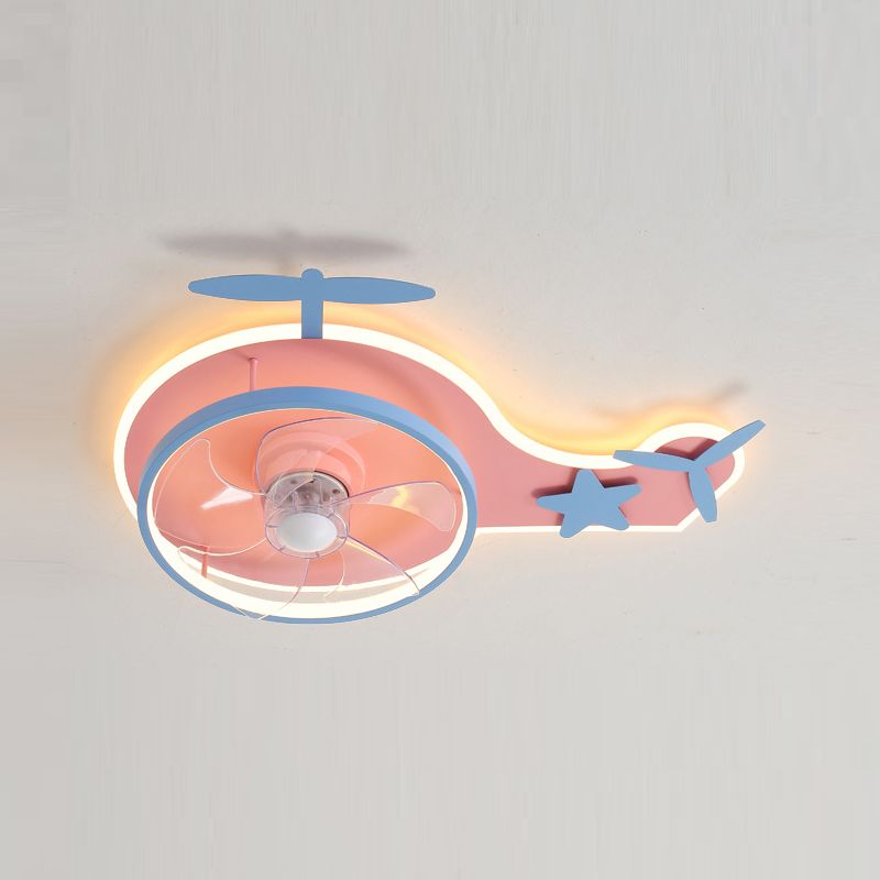 5-Blade LED Ceiling Fan Metallic Pink Fan with Light for Bedroom