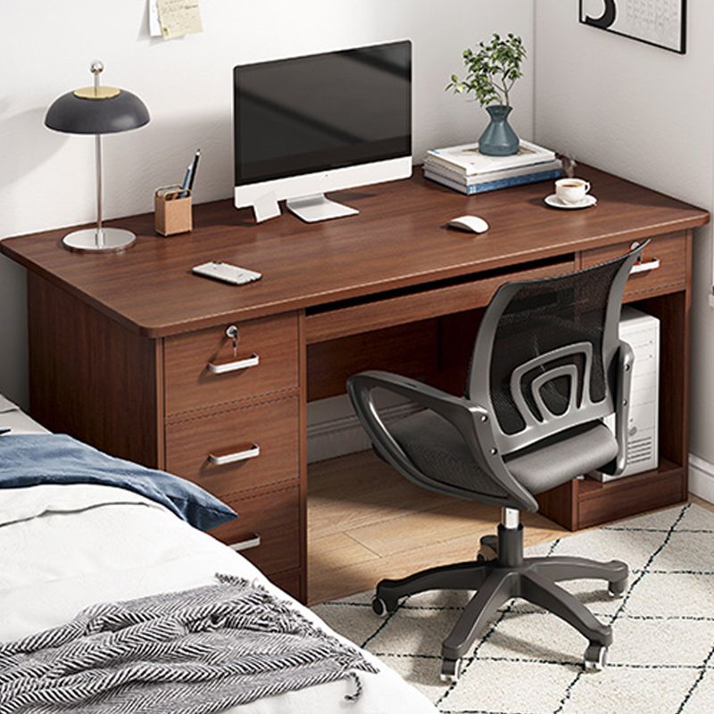 Engineered Wood Writing Desk Modern Executive Desk with Drawers