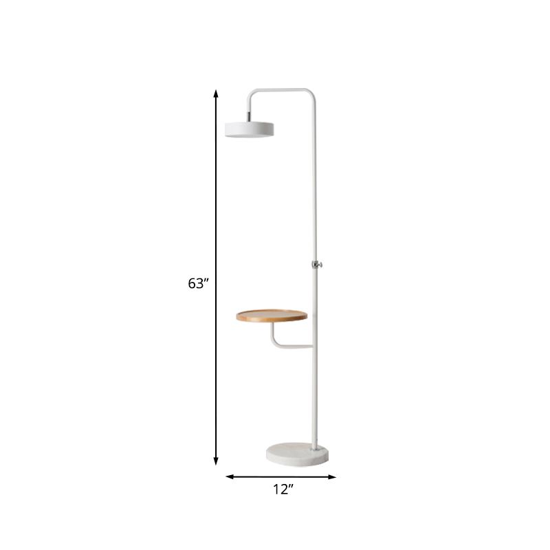 Finition blanche cercle de bureau de plan de plancher lampe modernisme LED Métal debout clair avec base en marbre