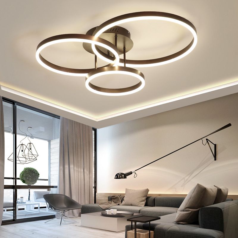 Circle Shape Modern Style Flush Mount Metal Ceiling Light for Living Room