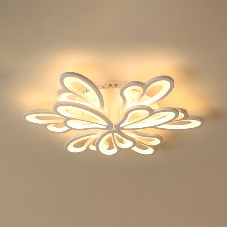 21.5"/23.5"/25.5" Wide Modern Floral LED Flush Lighting Acrylic 3/5/9 Heads Living Room Ceiling Mount Light Fixture in Warm/White/Natural Light