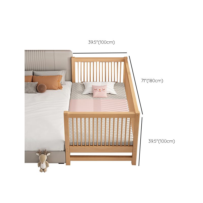 Contemporary Solid Wood Nursery Crib in Mature with Guardrail