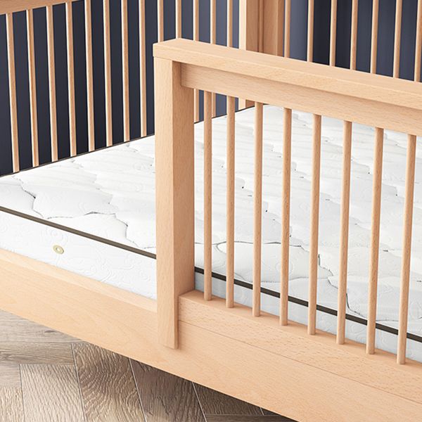 Contemporary Solid Wood Nursery Crib with Guardrail for Bedroom