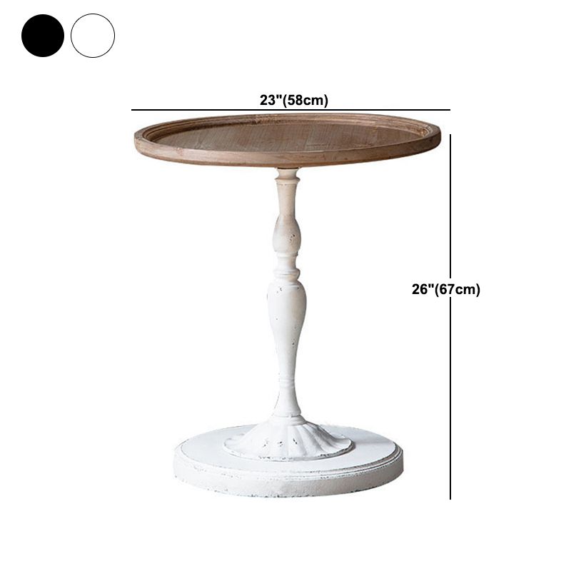 French Country Style Cocktail Table Solid Wood with White/black Metal Base Coffee Table