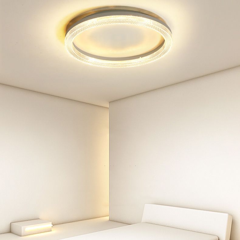 Single White Finish Flush Mount Lighting Circle Ceiling Light for Bedroom