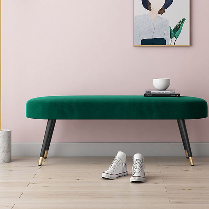 Contemporary Upholstered Bench Oval Home Bench with Metal Legs