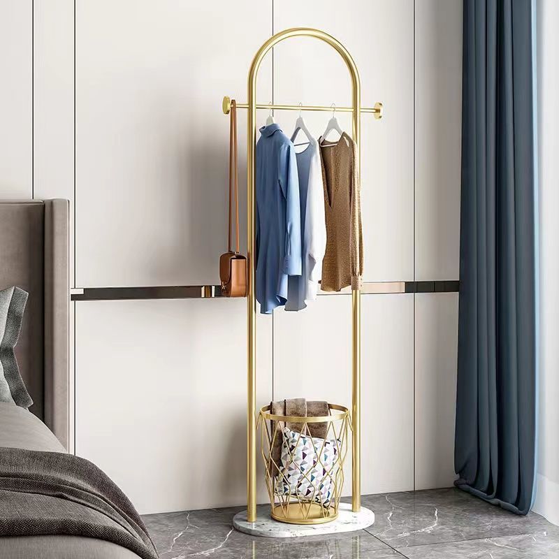 Modern Coat Rack Metal Hanger Basket Free Standing Coat Hanger