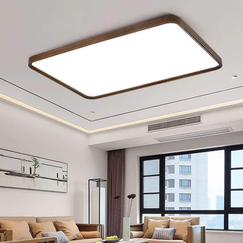 Geometry Shape LED Ceiling Lamp Modern Wood 1 Light Flush Mount for Living Room Study