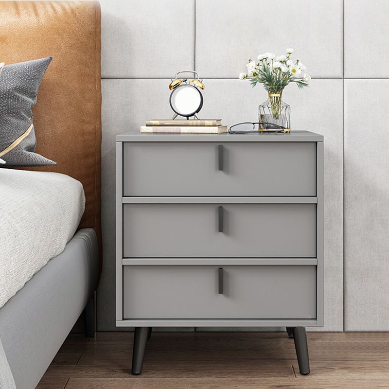 Drawer Storage Nightstand Contemporary Night Table with Legs in White/Gray