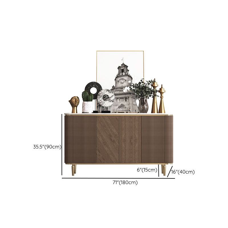 Glam Side Board Marble Sideboard Cabinet with Doors for Kitchen