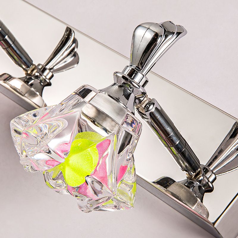 Modern Geometric Vanity Lighting Fixtures Crystal Multi Lights Vanity Wall Sconce