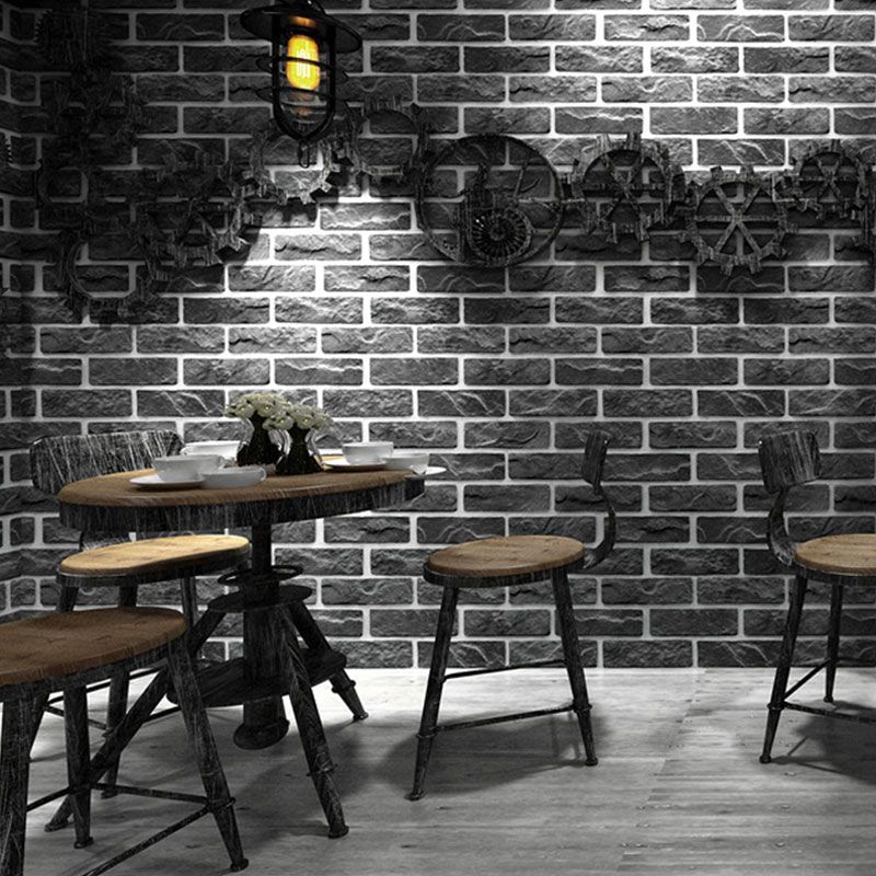 Brickwork Wallpaper Roll in Dark Color Non-Woven Fabric Wall Art for Home Decoration, 57.1 sq ft.