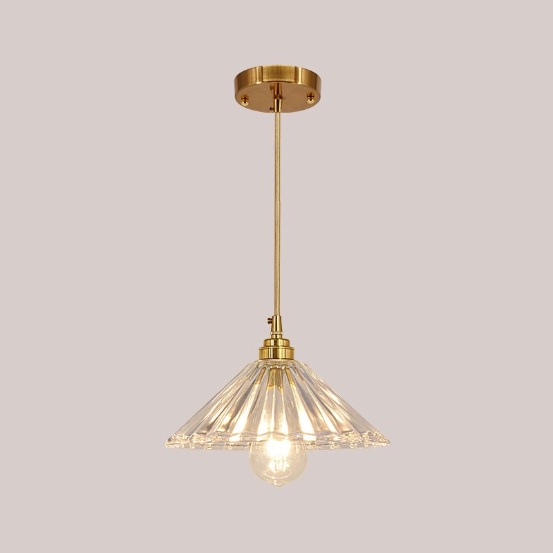 Brass Glass Hanging Light Fixture Industrial Single Pendant Lights for Restaurant