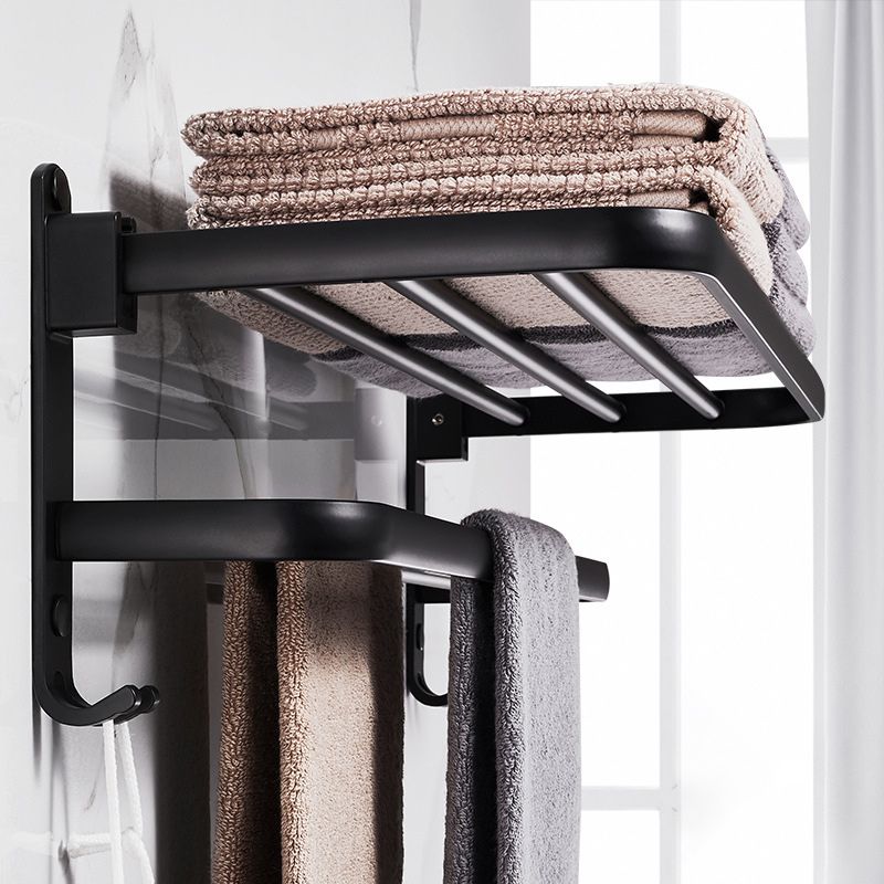 Modern Aluminum Bathroom Accessory Set Matte Black Bath Shelf/Towel Bar/Paper Holder