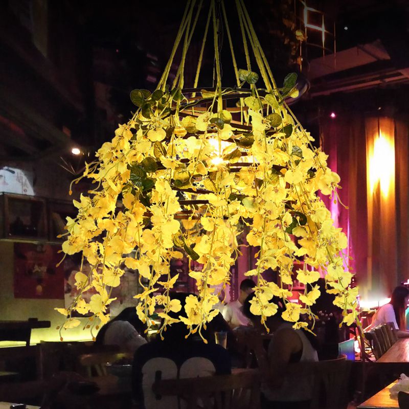 Schwarz 1 Glühbirnen -Drop -Anhänger Industrial Metall Blossom LED Hängende Deckenleuchte für das Restaurant