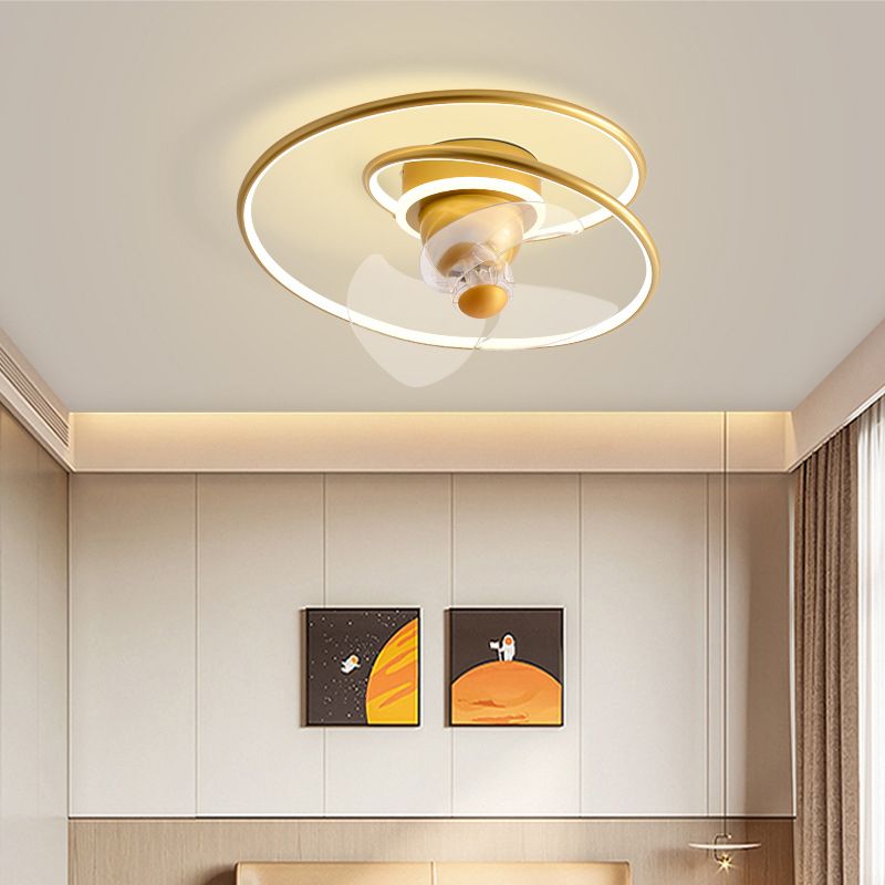 Contemporary Golden/Black/Brown Ceiling Fan Lamp LED Unique Ceiling Fan Light for Bedroom