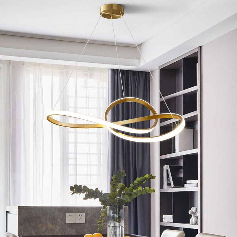 Modern Twist Pendant Chandelier Metal Living Room LED Hanging Chandelier