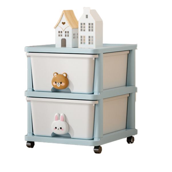 Modern Kids Bedside Table Plastic Kids Nightstand with Storage