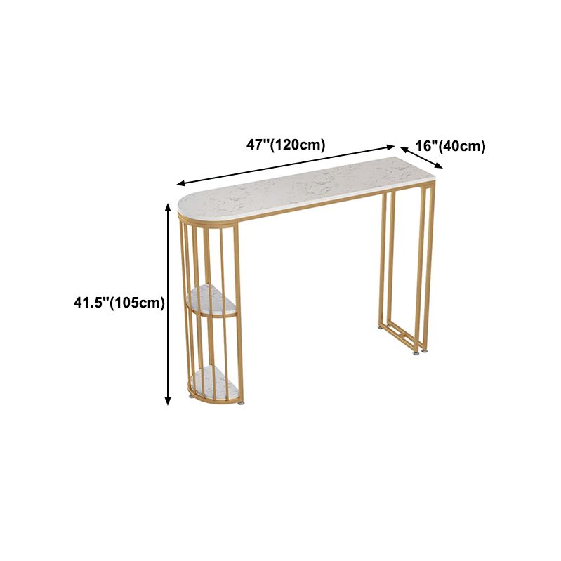 Glam Style Gold Iron Bar Table 41.3 "H Table bistrot en marbre blanc en marbre pour le salon