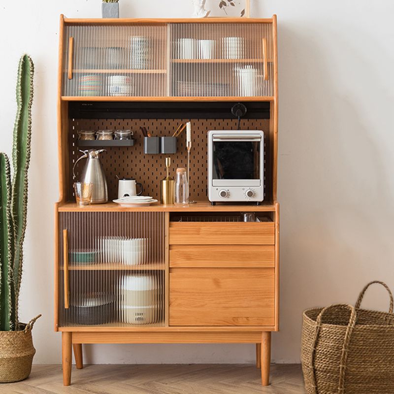 Solid Wood Storage Cabinet Glass Door Display Cabinet with Drawers