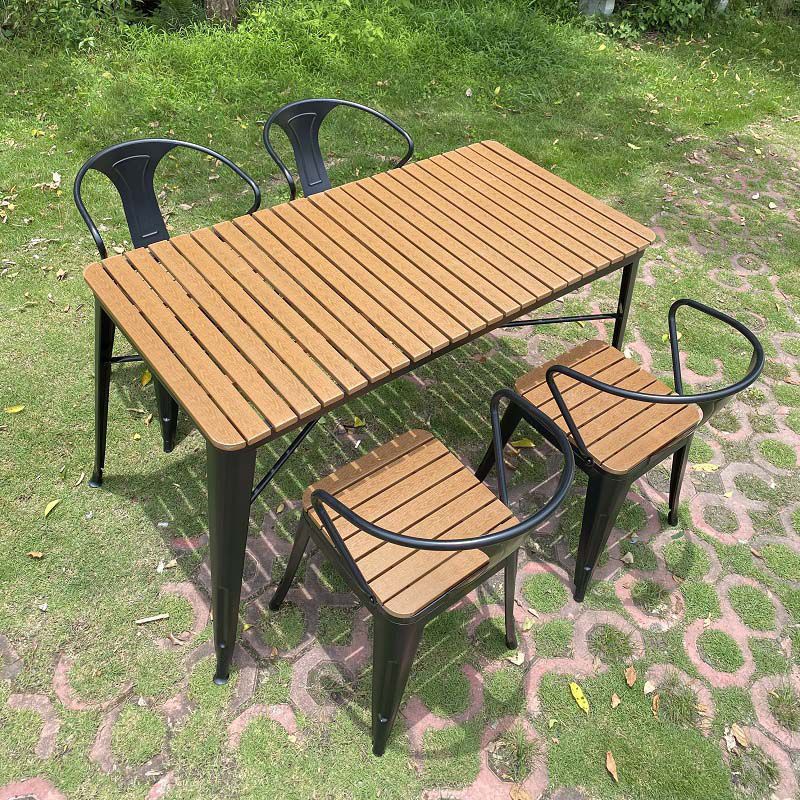 Modern Geometric Courtyard Table Artificial Wood Outdoor Table