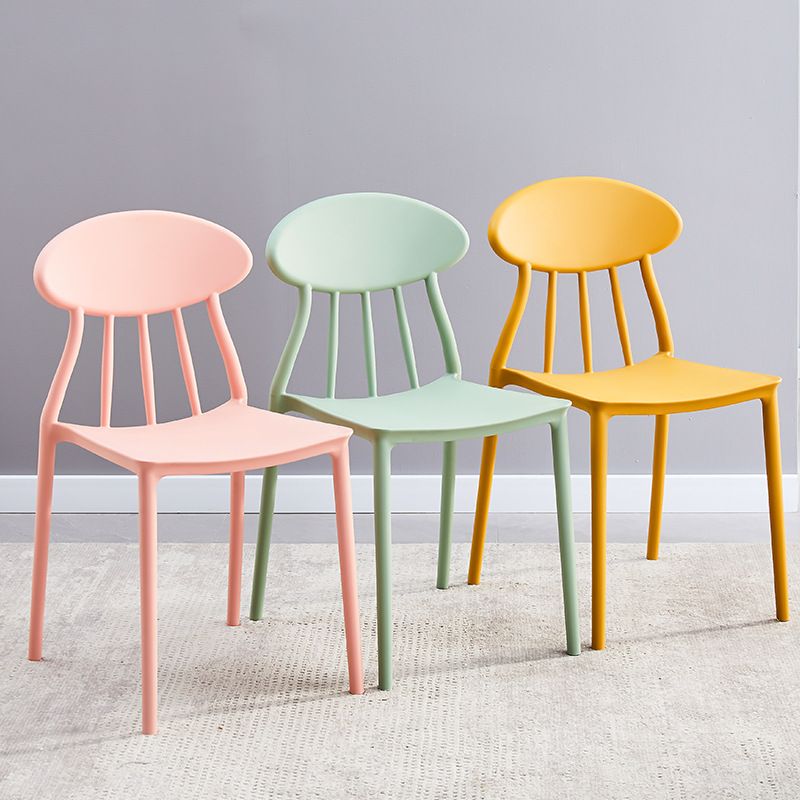 Contemporary Plastic Chair Open Back Dining Side Furniture in Matte Finish