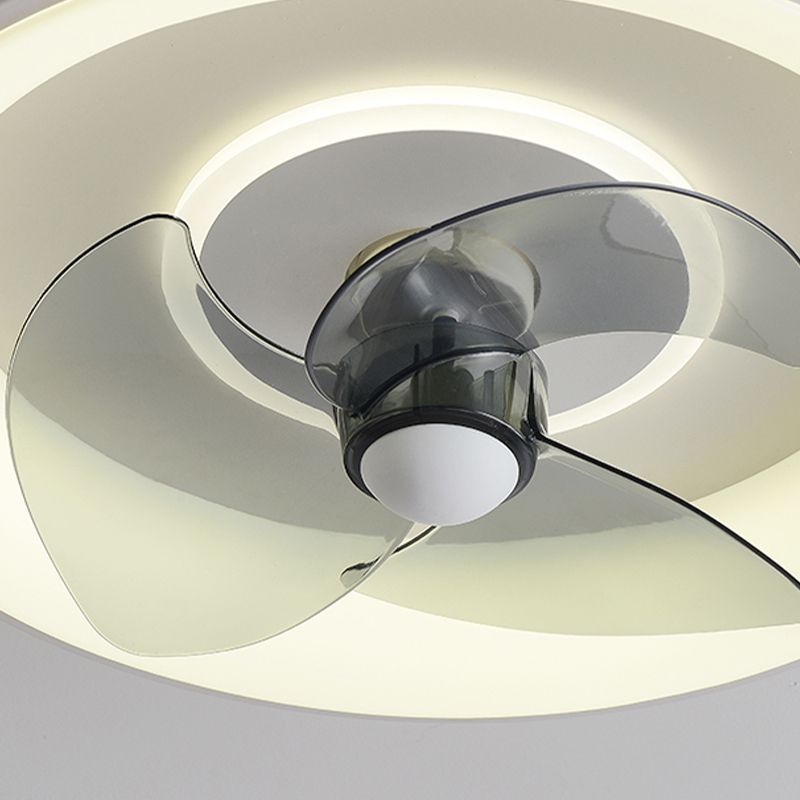 Metal Round Ceiling Fan Modern Style 2 Lights Flush Mount Lamp