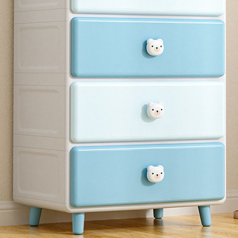 Contemporary Vertical Nursery Dresser Plastic Kids Nightstand with Drawers