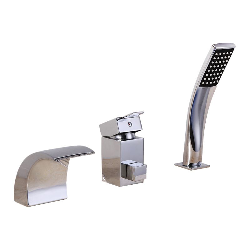 Waterfall Spout Bathroom Faucet Lever Handle Sink Faucet with Shower Head