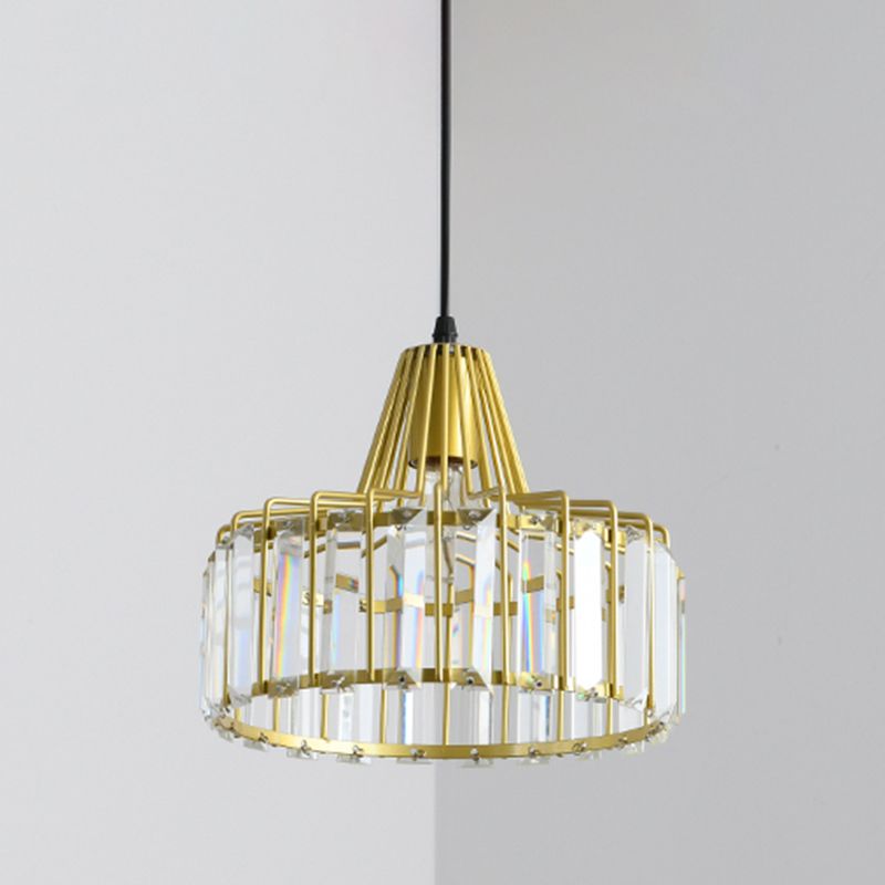 Postmodern Style Crystal Pendant Light Geometric Hanging Pendant for Bedroom