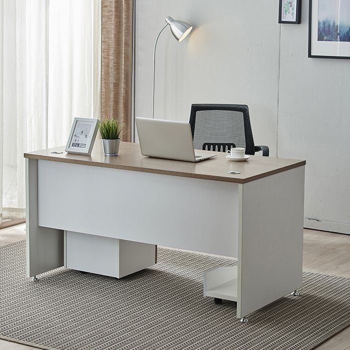 Manufactured Wood Rectangular Computer Desk Contemporary Desk with Locking Drawer