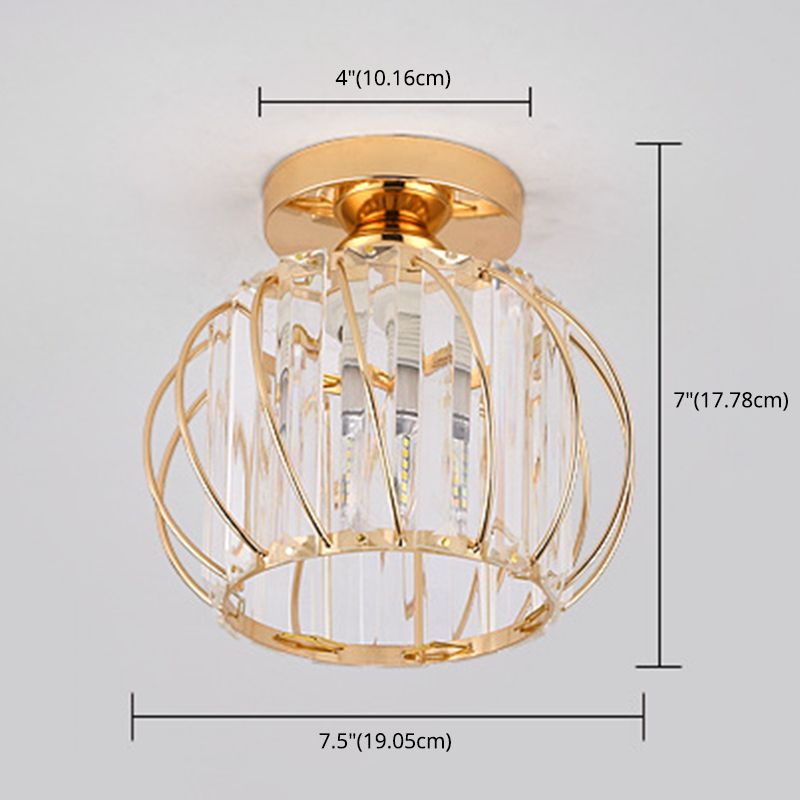 7.5 Inches Wide Mini Crystal Ceiling Light with Metal Wire Design Modern Lighting Fixture for Hallway Aisle