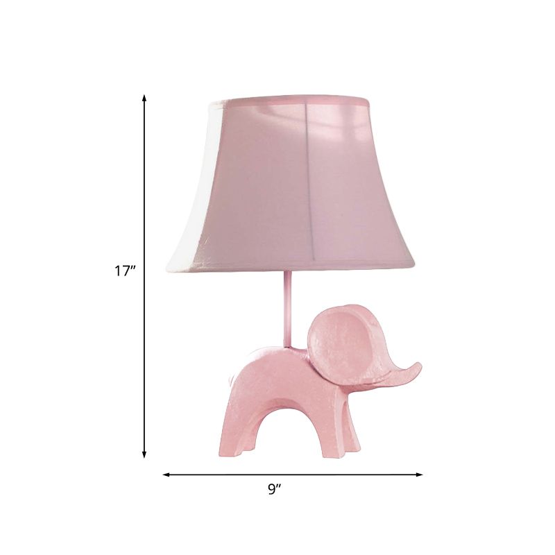 Cartoon 1 Bulb Table Lamp Pink Elephant/Peacock Blue/Yellow Rhinoceros Nightstand Light with Drum/Flared/Chevron Fabric Shade