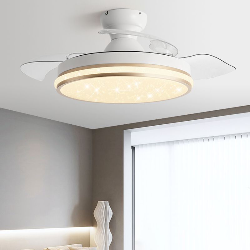 Simple LED Ceiling Fan Lamp Metal Fan Lighting for Dining Room