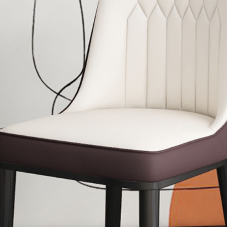 Contemporary Armless Faux Leather and Metal Dining Room Chair