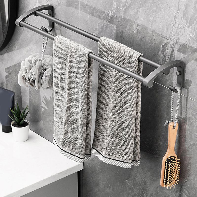 Gray 6/7-Piece Modern Bathroom Accessory Set Bath Shelf/Robe Hooks/Towel Bar Included