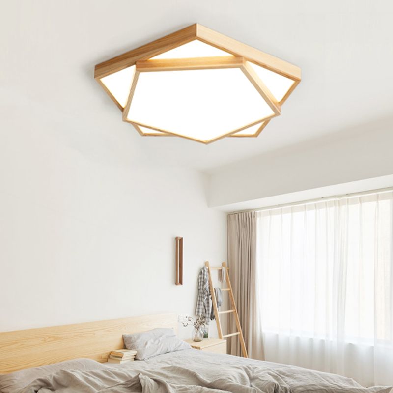 Wood Flush Light Modern Minimalist Flush Mount Light Fixtures for Living Room