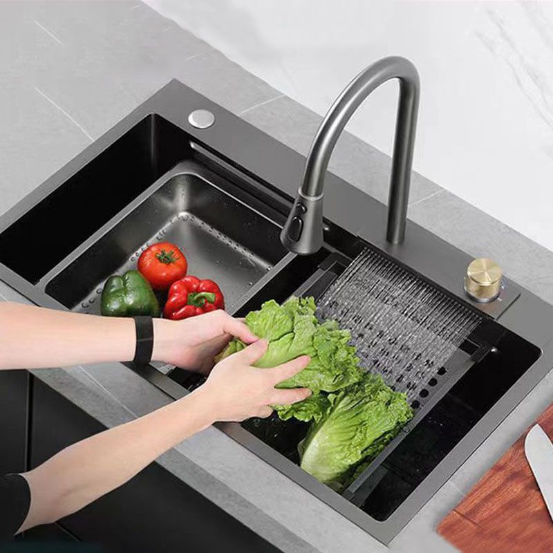 Modern Kitchen Sink Stainless Steel with Accessories Faucet Cutting-Board Prep Station