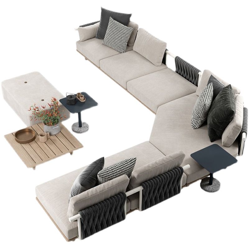 1 Piece Outdoor Patio Sofa Solid Wood Modern Patio Sofa with Cushions