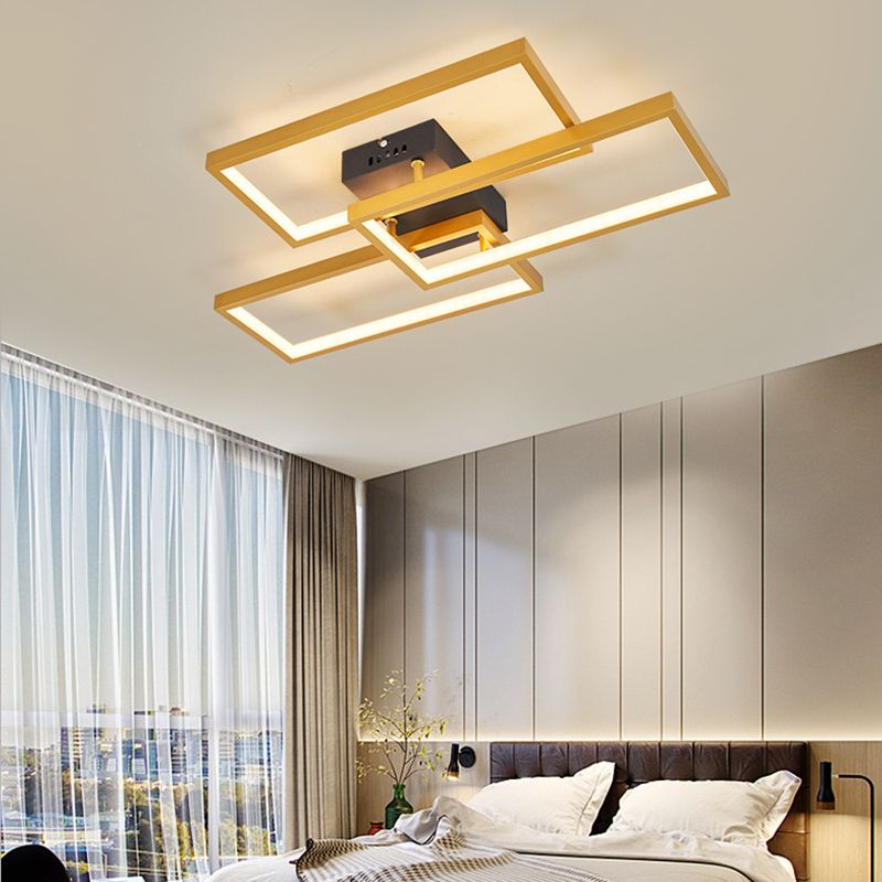 Modern Rectangle Shape Flush Mount Light Fixtures 3 Light Flush Mount Ceiling Light