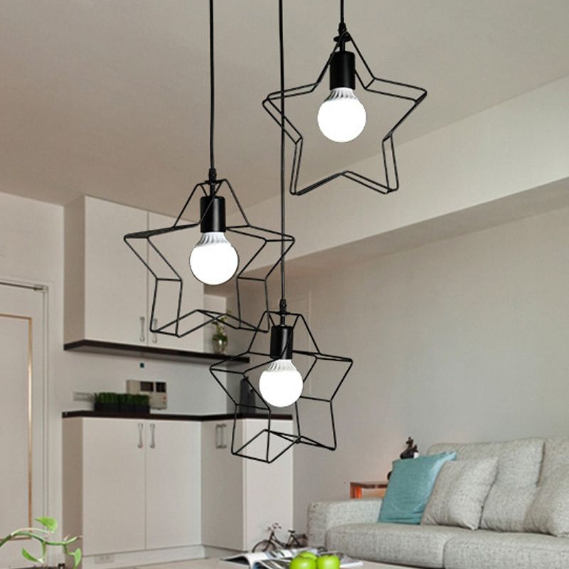 Star Shape Industrial Style Bulb Pendant Lighting for Sitting Room Coffee Shop