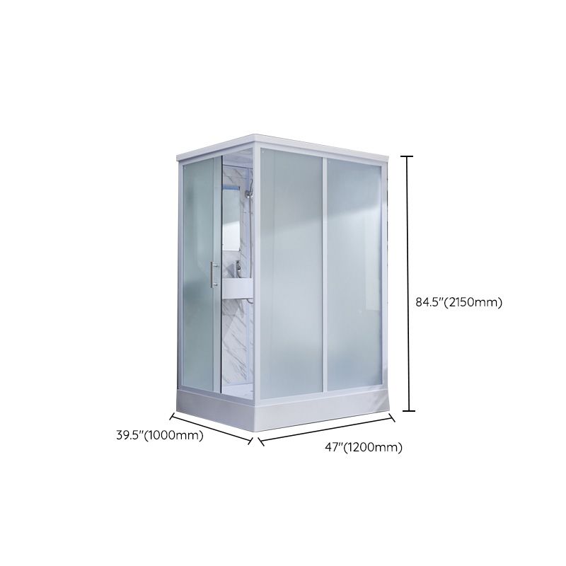 Rectangular Frosted Glass Shower Enclosure Single Sliding Framed Shower Enclosure