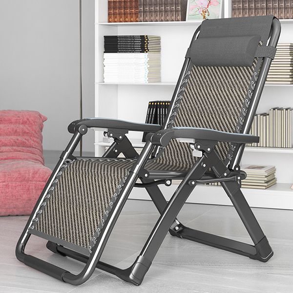 Contemporary Metal Base Recliner Chair with Arms and Headrest