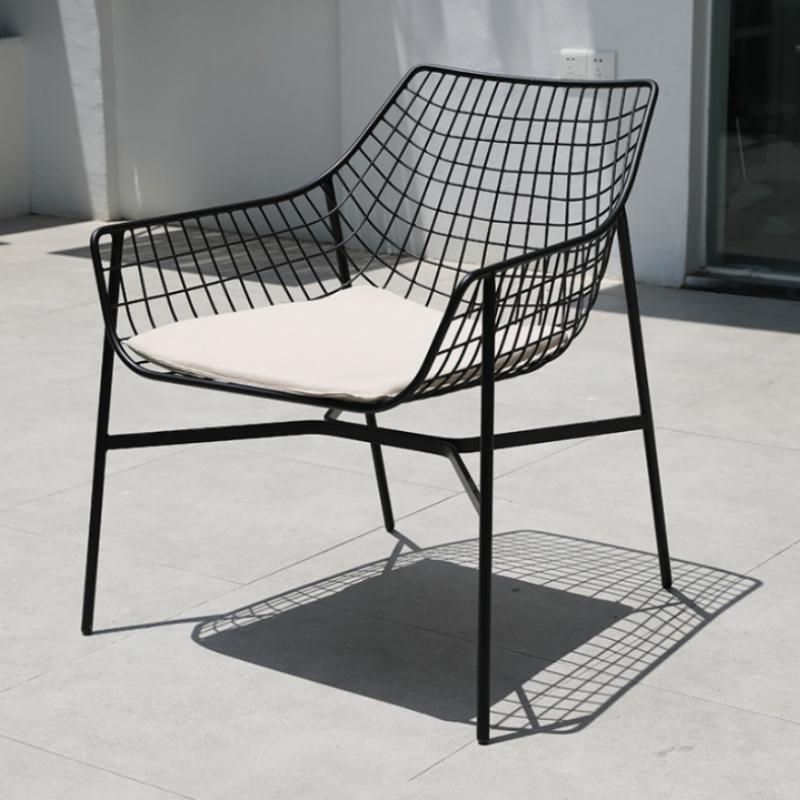 Modern Armless Outdoor Chair Metal Black/White Dining Side Chair