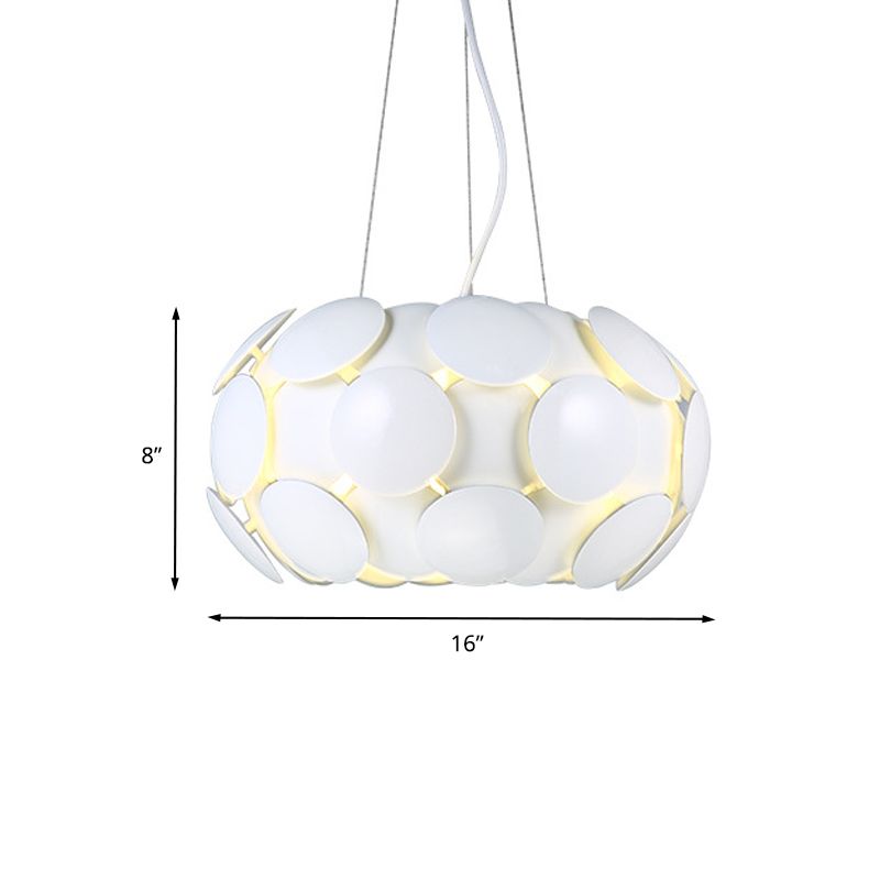 Modern Circle Panel Pendant Chandelier Acrylic 3-Light Restaurant Ceiling Suspension Lamp in White with Drum Design