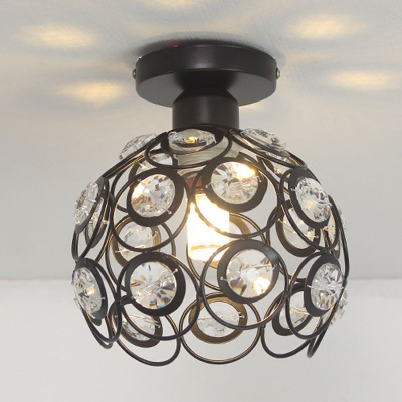 1-Light Modernist Flush Mount Crystal Ceiling Light for Aisle